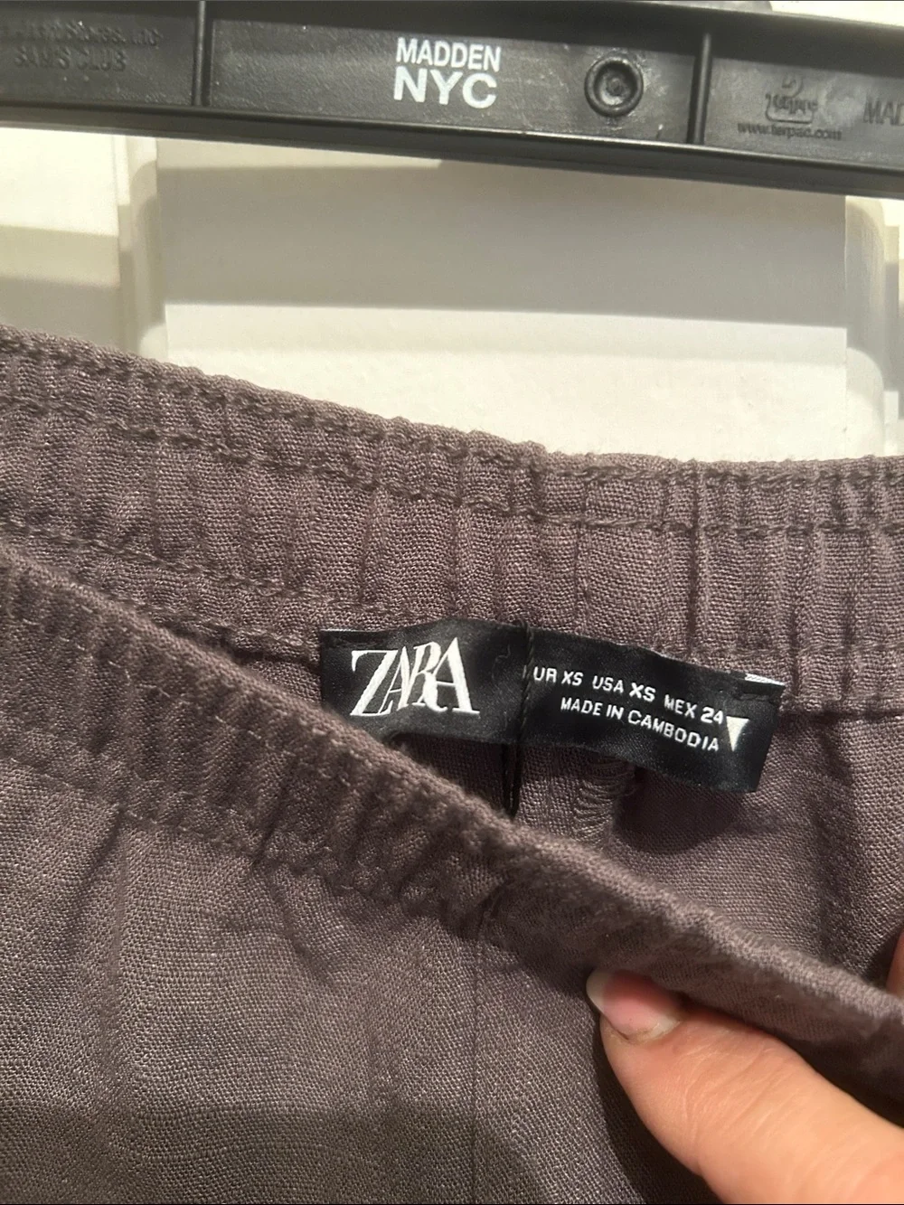 Zara Linen Wide Leg  Elastic Waist Pants in Mauve Brown